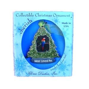 Gloria Duchen Christmas Ornament Pet Photo Swarovski Crystals and Glitter